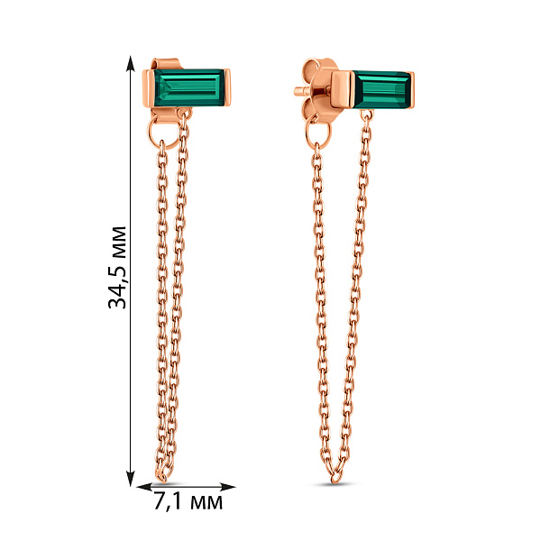 Золоті сережки-пусети з кварцом (арт. 110098Пз) – зображення 2