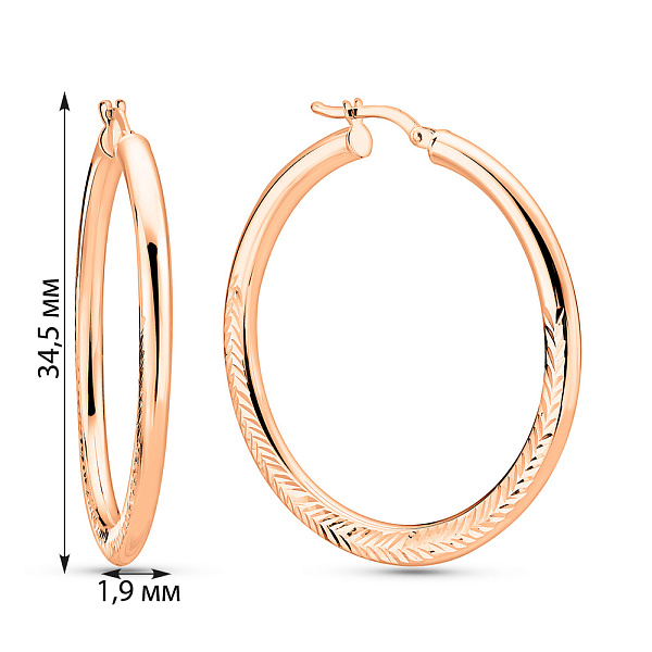 Серьги-кольца из красного золота (арт. 1091615/30) – изображение 4