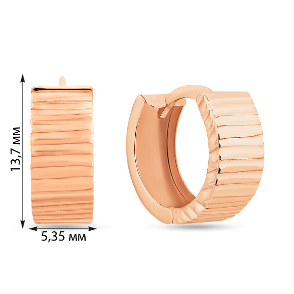 Сережки-кільця з золота з алмазною гранню (арт. 120303) – зображення 6