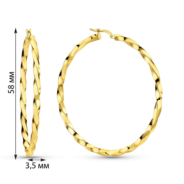 Серьги-кольца из желтого золота (арт. 108452/55ж) – изображение 4