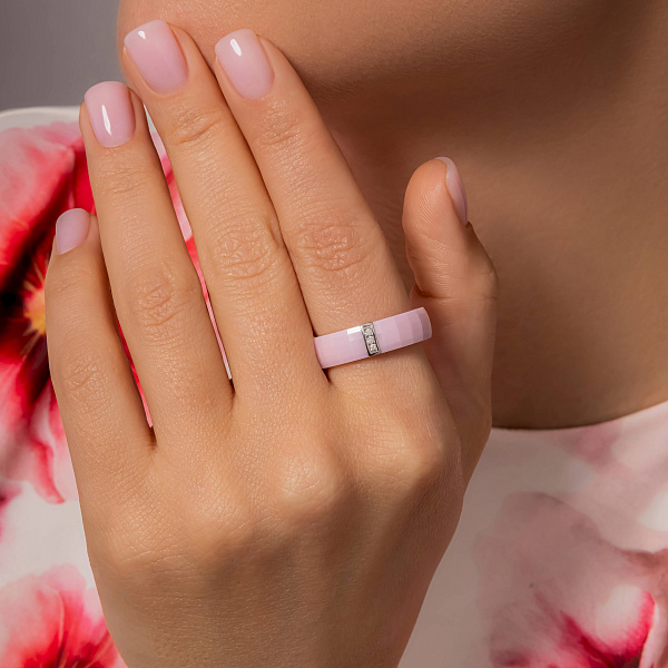 Кольцо из серебра и керамики (арт. 7501/1885949кмр) – изображение 3