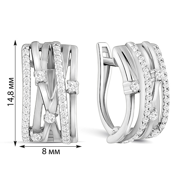 Сережки золотые Синергия в белом цвете металла (арт. 110185б) – изображение 3