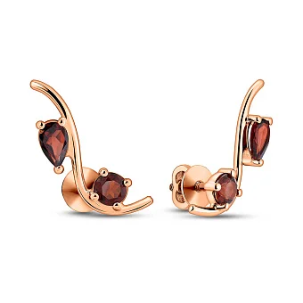 Золоті сережки з гранатом  (арт. 1101070Пк)