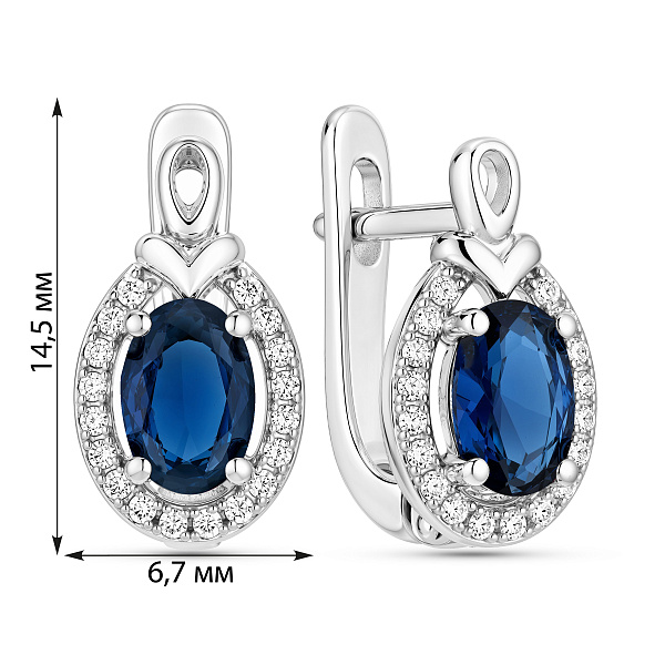 Серебряные серьги с сапфиром (арт. 7502/10604Спс) – изображение 2