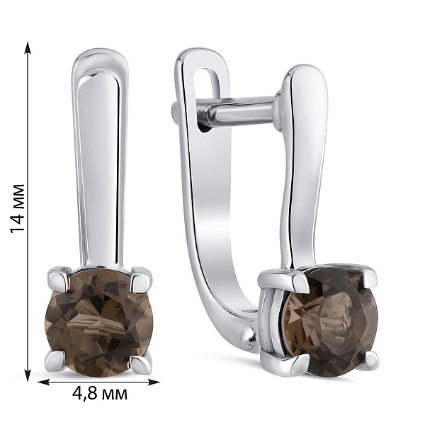 Серебряные серьги с раухтопазом (арт. 7502/2180548Рх) – изображение 2