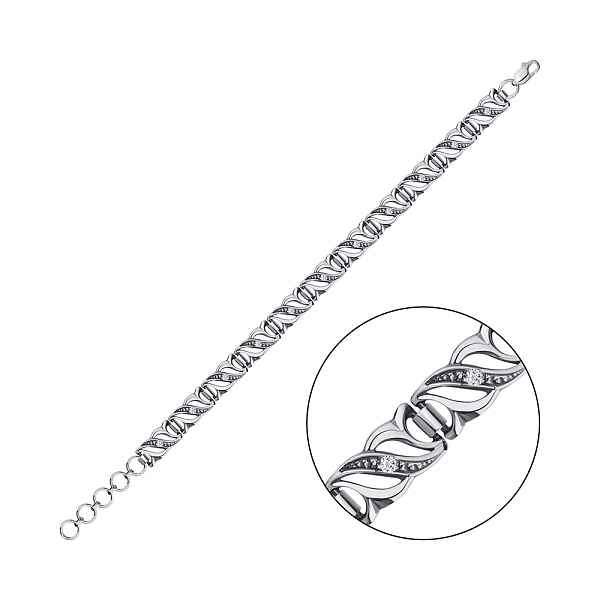 Серебряный браслет с фианитами (арт. 7909/2609-12-ч) – изображение 1