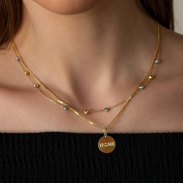 Колье "Шарики" из желтого и белого золота (арт. 352180жб) – изображение 3