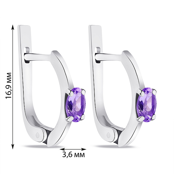 Срібні сережки з аметистом (арт. 7502/532Асп) – зображення 2
