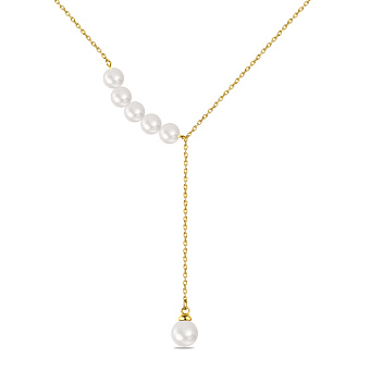 Срібне кольє з перлинами і жовтим родіюванням (арт. 7507/1446жжб)