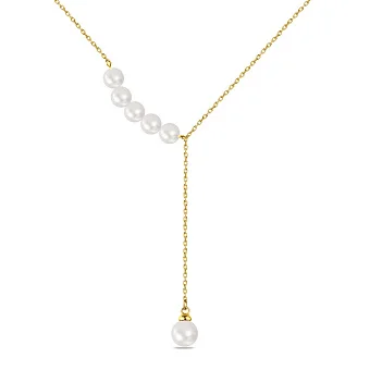 Срібне кольє з перлинами і жовтим родіюванням (арт. 7507/1446жжб)