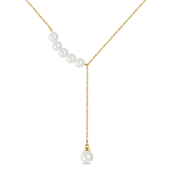 Серебряное колье с жемчугом и желтым родированием (арт. 7507/1446жжб) – изображение 1