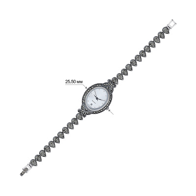 Срібний годинник з марказитами та фіанітами (арт. 7426/273мрк)