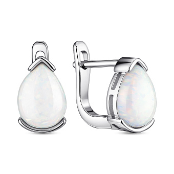 Фото Срібні сережки з одним опалом (арт. 7502/10183Поб)