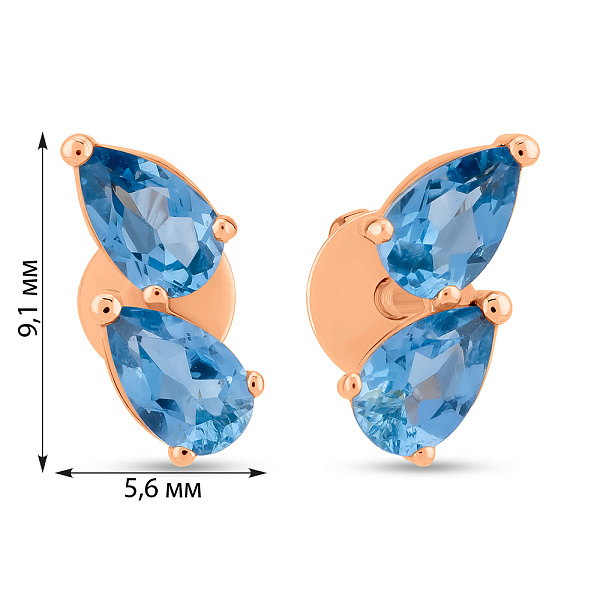 Золоті сережки з топазом (арт. 111234Птг) – зображення 3