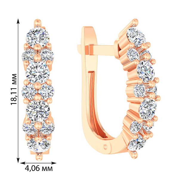Серьги из красного золота с фианитами (арт. 118400) – изображение 2