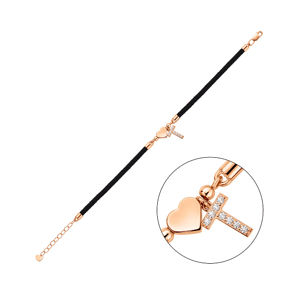 Браслет на нитці з золотими вставками (арт. 340132ч) – зображення 1