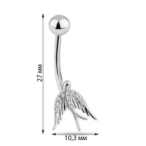 Серебряный пирсинг в пупок Ласточка (арт. 7512/ПР2Ф/2000) – изображение 3