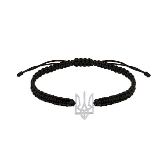 Фото Браслет на нитці Герб України-Тризуб з срібною вставкою (арт. Х340063ч)
