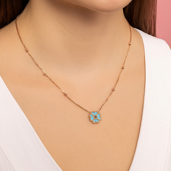 Колье из красного золота с бирюзой (арт. 352942Б) – изображение 3