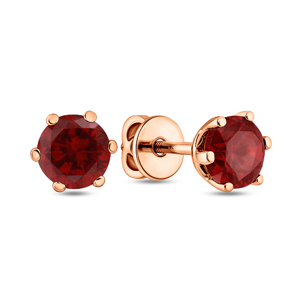 Пусеты из красного золота с гранатом (арт. 110814Пк) – изображение 1