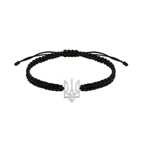 Браслет на нитці Герб України-Тризуб з срібною вставкою (арт. Х340063ч) – зображення 1