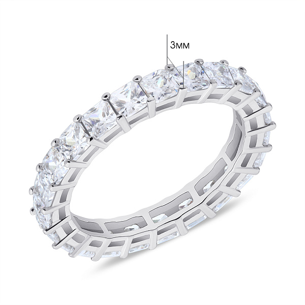 Срібна каблучка-доріжка з квадратними фіанітами (арт. 7501/5841) – зображення 2