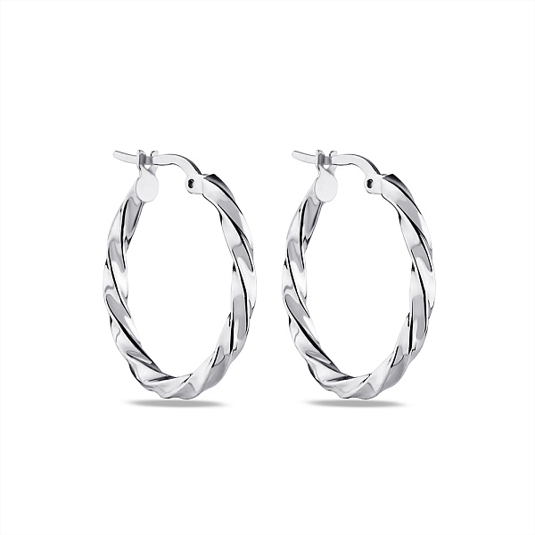 Серьги-кольца из серебра без камней (арт. 7502/1614/25) – изображение 1