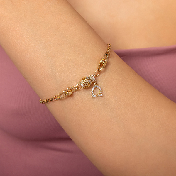 Браслет из желтого золота с фианитами (арт. 326104жП1) – изображение 2