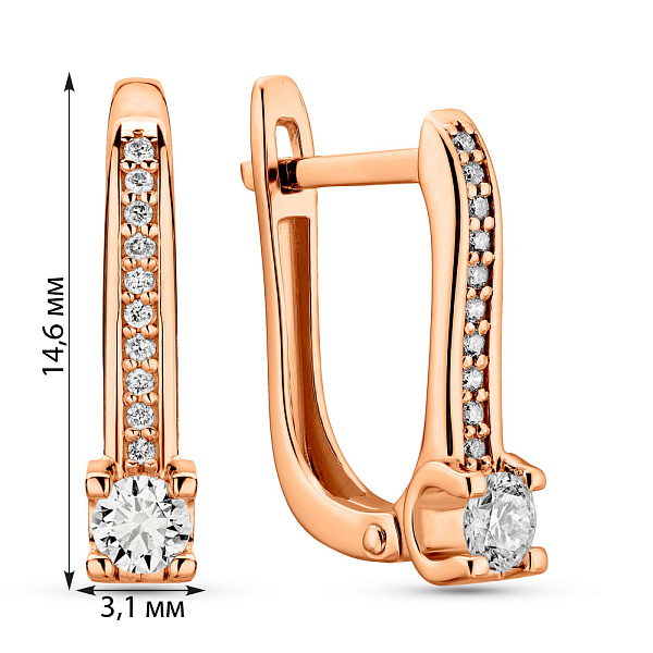 Серьги из красного золота с бриллиантами (арт. С011393030) – изображение 3