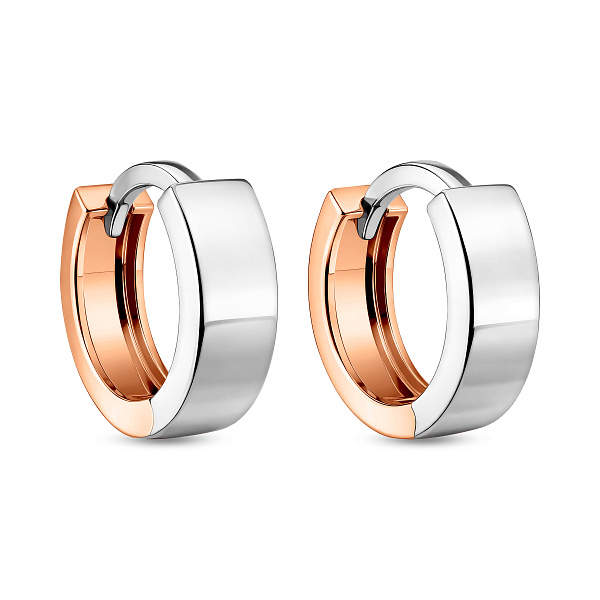 Серьги-кольца из комбинированного золота (арт. 110448бк) – изображение 1