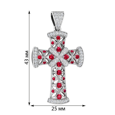 Золота підвіска-хрестик з рубіном та діамантами (арт. П011013бр)