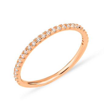 Фото Тонкое кольцо из красного золота с дорожкой из фианитов (арт. 155558)