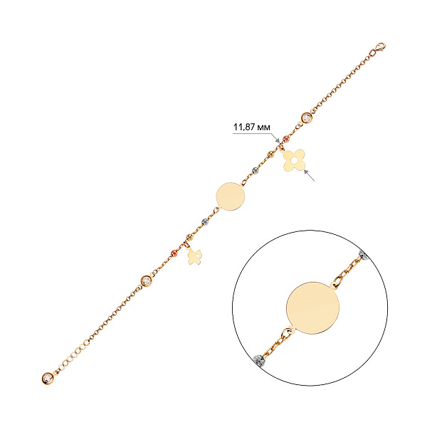 Браслет "Монети" з жовтого золота (арт. 325168/10жбкП2) – зображення 2
