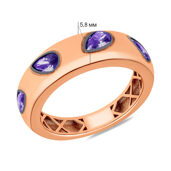 Каблучка з червоного золота з фіанітами (арт. 156770ф) – зображення 2