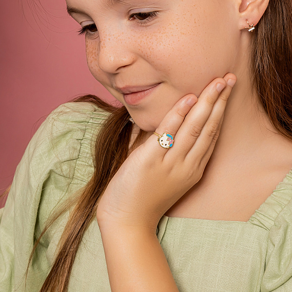 Золота каблучка Kitty з емаллю (арт. 151061ж) – зображення 4