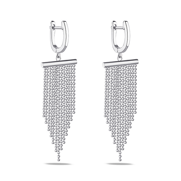 Длинные серебряные серьги без камней (арт. 7502/4441) – изображение 1