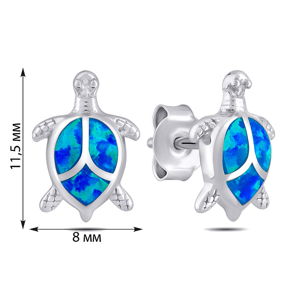 Серебряные детские серьги Черепашка (арт. 7518/7169Пос) – изображение 2
