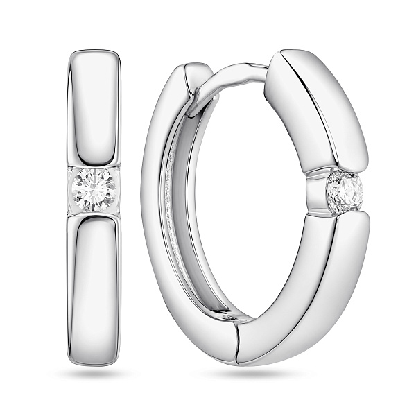 Серебряные серьги-кольца с фианитом (арт. 7502/10512/15) – изображение 1