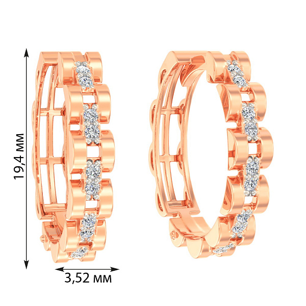 Золотые серьги кольца с фианитами (арт. 111014) – изображение 5