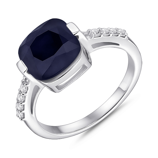Серебряное кольцо с крупным сапфиром (арт. 7501/2120100Спс) – изображение 1