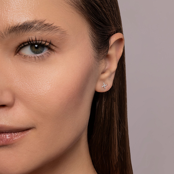 Золотые серьги пусеты с бриллиантами (арт. Т011702005б) – изображение 4