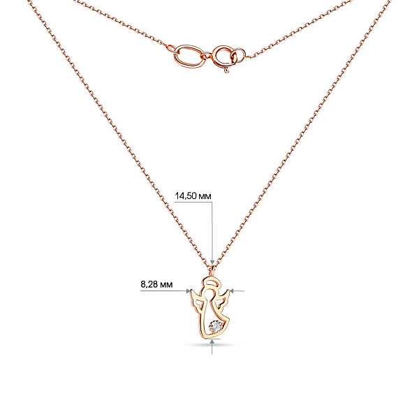 Золоте кольє «Янгол» в червоному кольорі металу (арт. 350870) – зображення 3