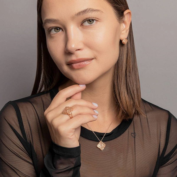 Серьги из красного золота без камней (арт. 1091582) – изображение 3