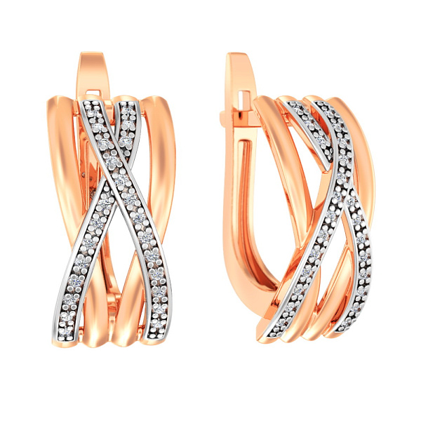 Серьги золотые с белыми фианитами (арт. 111112) – изображение 1