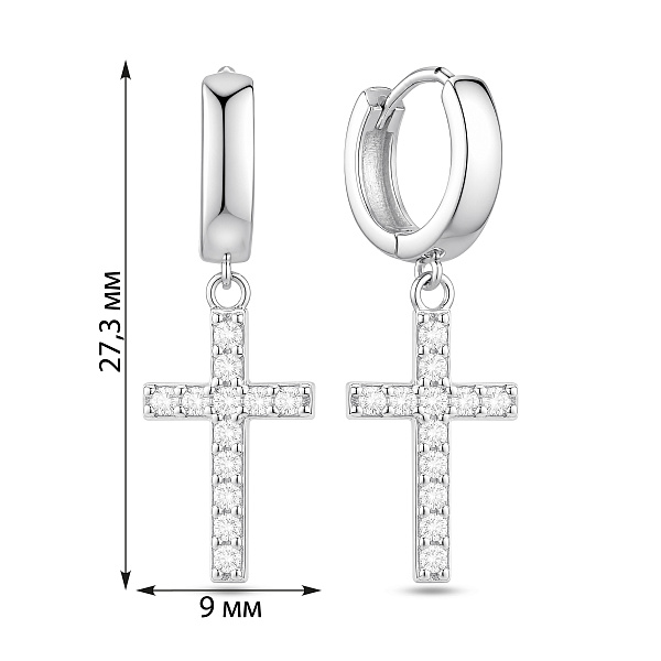 Серебряные серьги-конго Крестики (арт. 7502/10535/10) – изображение 2