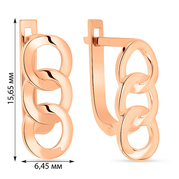 Серьги "Звенья" из красного золота без камней  (арт. 108966) – изображение 2