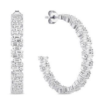 Фото Серебряные серьги-полукольца с фианитами (арт. 7518/7303)
