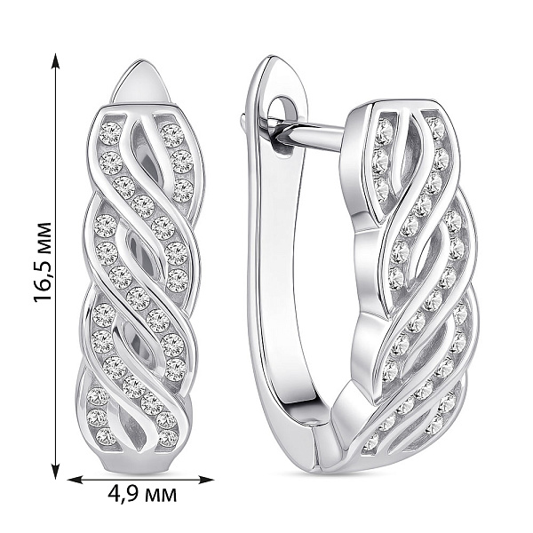 Сережки зі срібла з фіанітами (арт. 7502/10053) – зображення 2