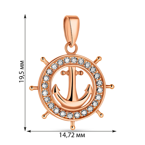 Підвіс "Якір" з червоного золота  (арт. 424484) – зображення 2