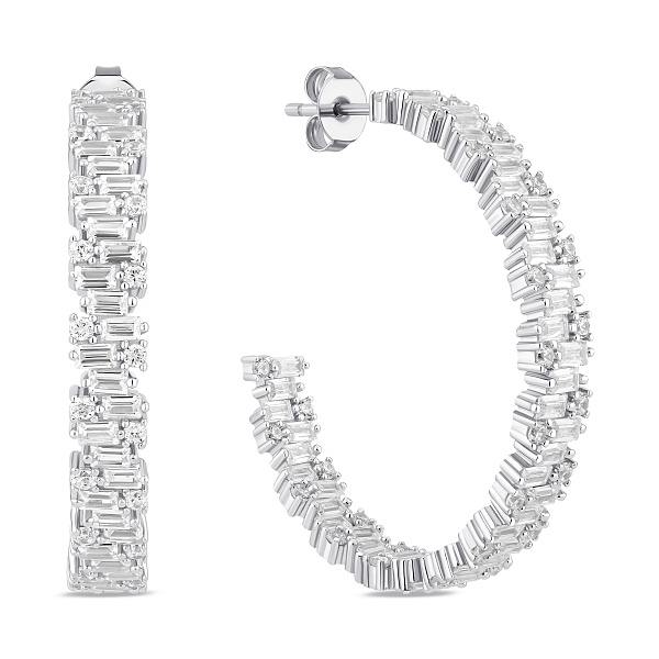 Серебряные серьги-полукольца с фианитами (арт. 7518/7303) – изображение 1